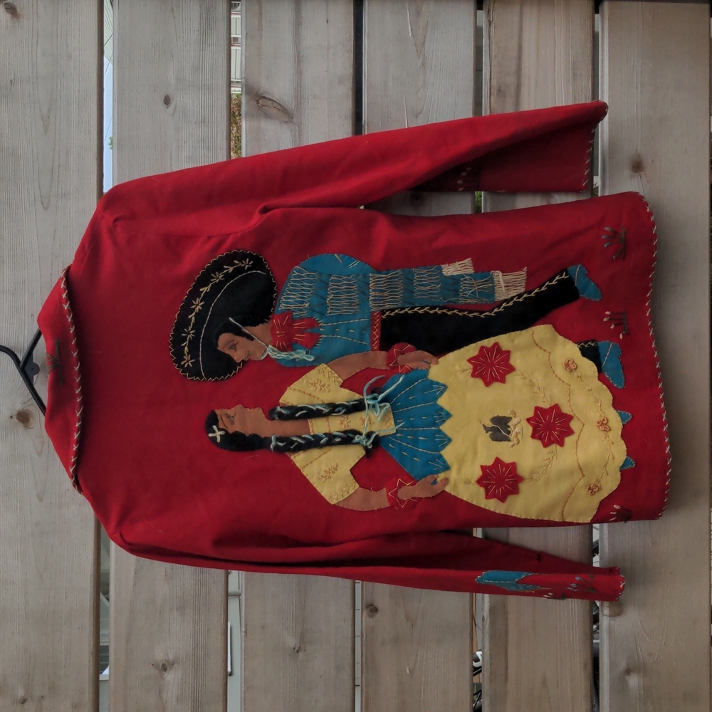 Handmade embroidered vintage wool blazer from Mexico. 40s/50s - Picture 2 of 10